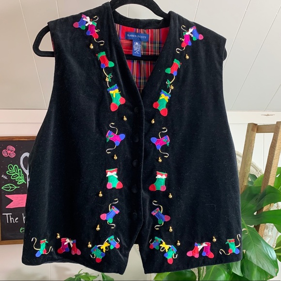 Vintage Karen Scott Stocking Christmas/Ugly Sweater Vest - Picture 1 of 4